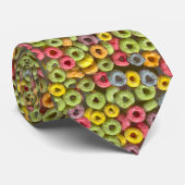 Necktie met fruit loop ontbijtgranen ontwerp stropdas (Opgerold)