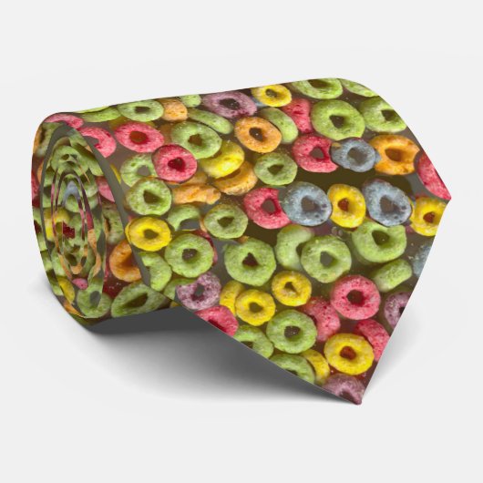 Necktie met fruit loop ontbijtgranen ontwerp stropdas (Opgerold)