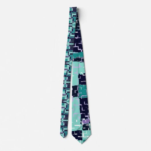 Necktie met Green en Paarse Crackel Pattern Stropdas (Achterkant)