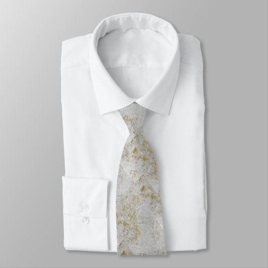 Necktie met modern Brocade Gold White-ontwerp Stropdas (Gebonden)