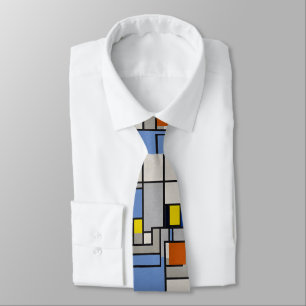Necktie met Mondriaan-geïnspireerd ontwerp: een st Stropdas