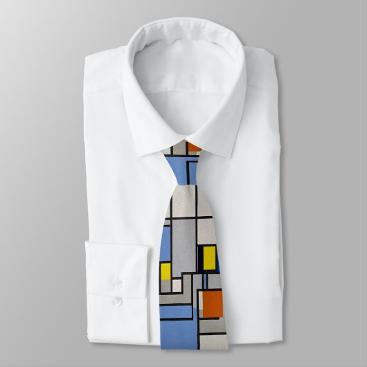 Necktie met Mondriaan-geïnspireerd ontwerp: een st Stropdas (Gebonden)