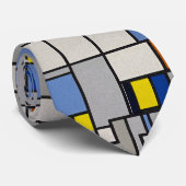 Necktie met Mondriaan-geïnspireerd ontwerp: een st Stropdas (Opgerold)