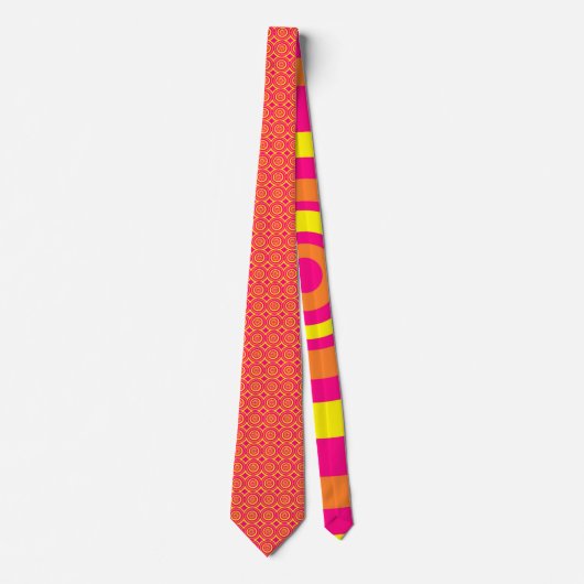 Necktie met Oranje warm roze en geel design Stropdas (Voorkant)