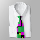 Necktie met Paars groen en zwart vierkant patroon Stropdas (Gebonden)