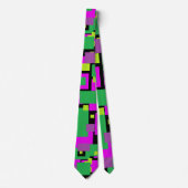 Necktie met Paars groen en zwart vierkant patroon Stropdas (Voorkant)