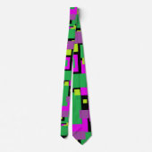 Necktie met Paars groen en zwart vierkant patroon Stropdas (Achterkant)