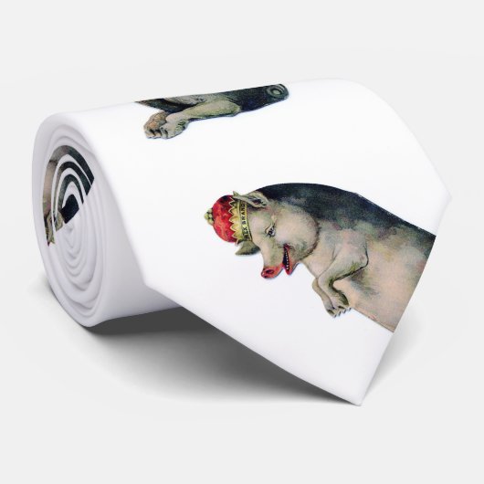 Necktie met Pig King-patroon - Funny Stropdas (Opgerold)