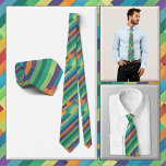 NECKTIE - Multi-color diagonale strepen Stropdas<br><div class="desc">Een veelkleurig diagonaal afbeelding in de kleuren blauw, groen en sinaasappel is te zien op deze mooie mannen Necktie (shirt en model niet inbegrepen). Het afbeelding beslaat de gehele voor- en achterkant van het stropdas. ►Het kan niet worden verwijderd of vervangen van de voorkant (zie OPMERKING hieronder), maar kan worden...</div>
