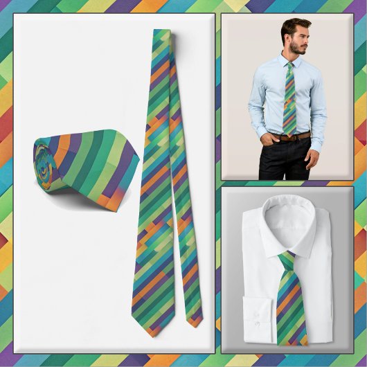 NECKTIE - Multi-color diagonale strepen Stropdas