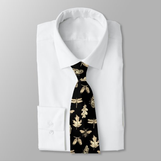 Necktie Natuur Patroon zwart en goud Stropdas (Gebonden)