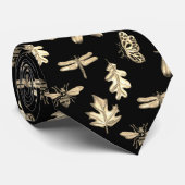Necktie Natuur Patroon zwart en goud Stropdas (Opgerold)