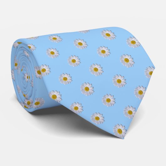 Necktie - New Daisy op Blue Stropdas (Opgerold)