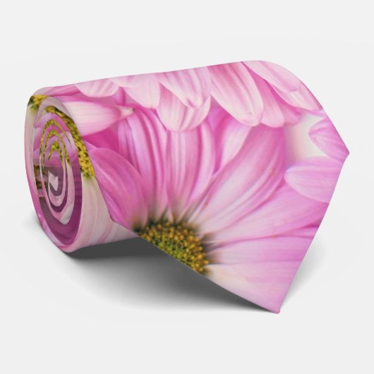 Necktie - Roze Gerbera Daisies Stropdas (Opgerold)