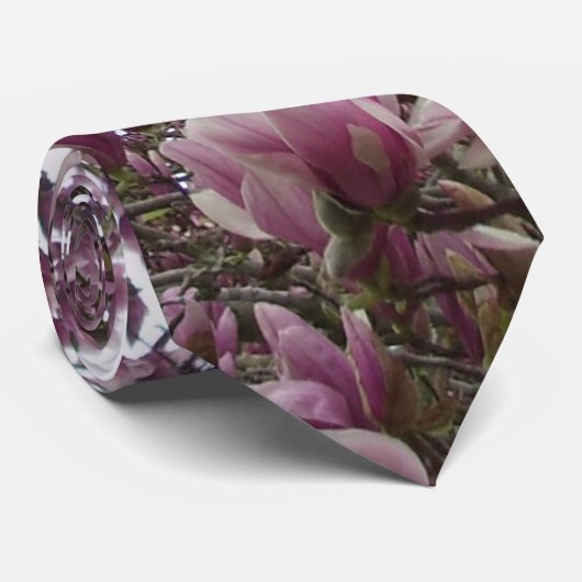 Necktie - Saucer Magnolia Stropdas (Opgerold)