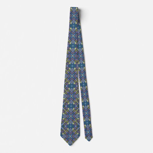 NECKTIE - Schaduwen van Blauw Groen Geel & Violet Stropdas (Voorkant)