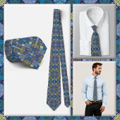 NECKTIE - Schaduwen van Blauw Groen Geel & Violet Stropdas