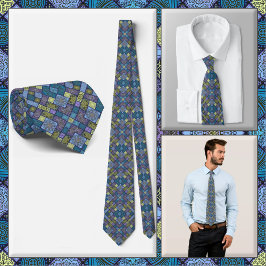 NECKTIE - Schaduwen van Blauw Groen Geel & Violet Stropdas