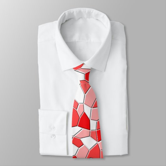 Necktie - Shades of Red 3D Mosaic Stropdas (Gebonden)