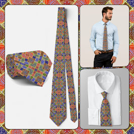 NECKTIE - tinten blauw, groen, geel en roze Stropdas
