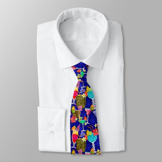 NECKTIE TROPISCHE DRINKEN ALCOHOL FLOWERS PARTIJ STROPDAS (Gebonden)
