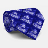 Necktie voor nachtblauwe Happy Halloween Stropdas (Opgerold)