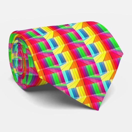 Necktie voor neonpatroon met meerdere kleuren stropdas (Opgerold)