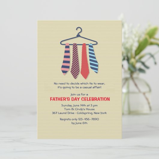 Neckties Vaderdag Uitnodiging (Staand voorkant)
