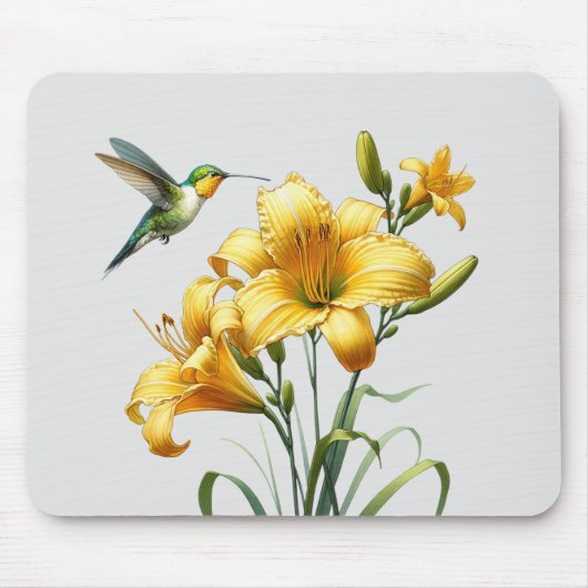 Nectar Blaster: Hummingbird & Lily Mousepad Muismat (Voorkant)