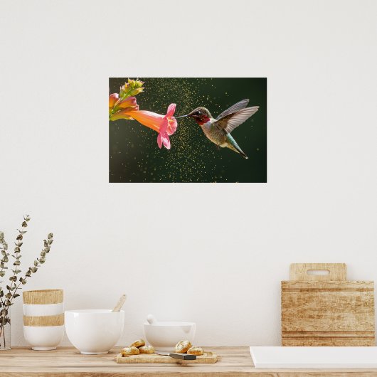 Nectar gloed van Hummingbird Poster (Keuken)