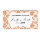 Nectarine en Witte Damast Water Flesetiket Etiket (Voorkant)