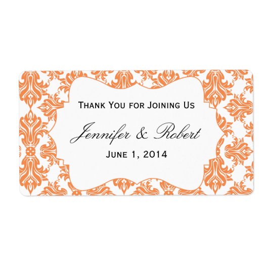 Nectarine en Witte Damast Water Flesetiket Etiket (Voorkant)