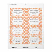 Nectarine en Witte Damast Water Flesetiket Etiket (Full Sheet)