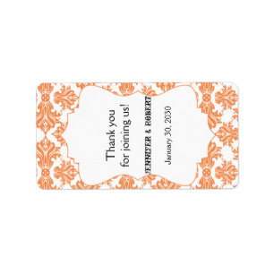 Nectarine White Damask Wedding Lip Balm Label