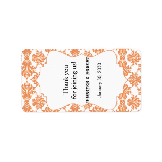 Nectarine wit damast bruiloft lippenbalsem label (Voorkant)