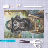 Ned gaat naar het Lake, Black Lab in Vissen Vest Tissuepapier (Craft)