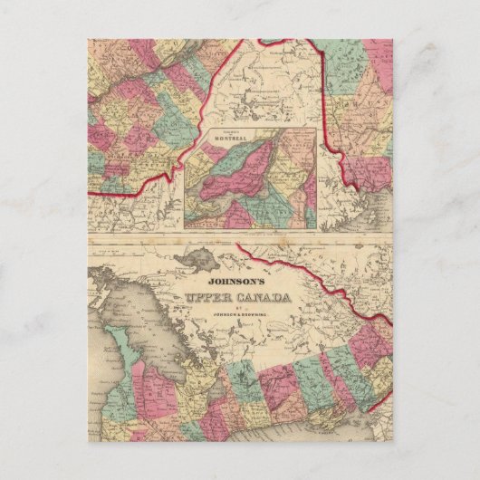 Neder-Canada en New Brunswick Upper Canada Briefkaart (Voorkant)