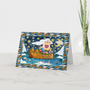 NEDERCH SHOE SANTA SHIP, ICEBERGS, WHALE, TEDDY BE FEESTDAGEN KAART