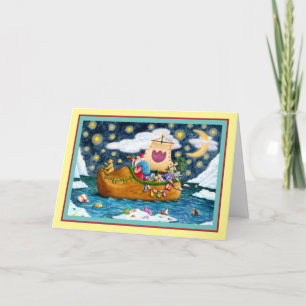 NEDERCH SHOE SANTA SHIP, ICEBERGS, WHALE, TEDDY BE FEESTDAGEN KAART