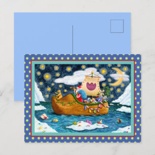 NEDERCH SHOE SANTA SHIP, ICEBERGS, WHALE, TEDDY BE FEESTDAGENKAART