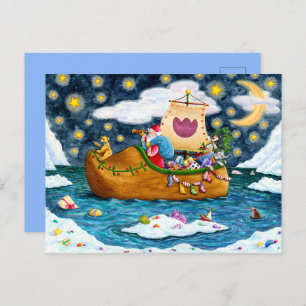 NEDERCH SHOE SANTA SHIP, ICEBERGS, WHALE, TEDDY BE FEESTDAGENKAART