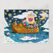 NEDERCH SHOE SANTA SHIP, ICEBERGS, WHALE, TEDDY BE FEESTDAGENKAART (Voorkant)