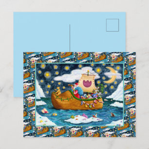 NEDERCH SHOE SANTA SHIP, ICEBERGS, WHALE, TEDDY BE FEESTDAGENKAART