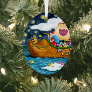 NEDERCH SHOE SANTA SHIP, ICEBERGS, WHALE, TEDDY BE METALEN ORNAMENT