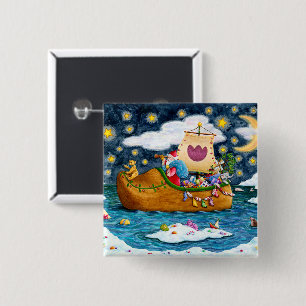 NEDERCH SHOE SANTA SHIP, ICEBERGS, WHALE, TEDDY BE VIERKANTE BUTTON 5,1 CM
