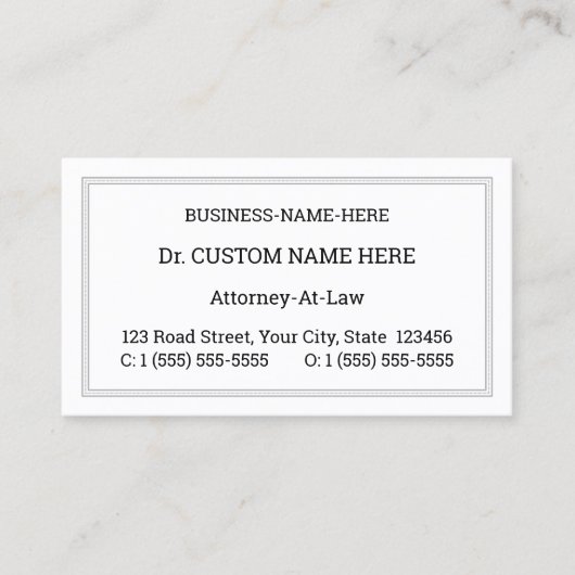 nederig, eenvoudig juridisch Visitekaartje (Voorkant)