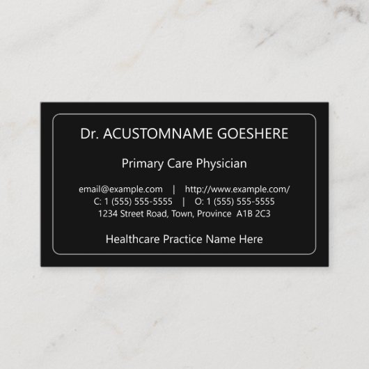 Nederig, medisch specialistisch Visitekaartje (Voorkant)