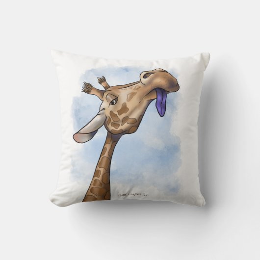 Nederig neerbuigende Giraffe Cartoon Kussen (Voorkant)