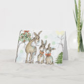 Nederige en vriendelijke ezel familie kerstkaart feestdagen kaart (Achterkant)