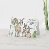 Nederige en vriendelijke ezel familie kerstkaart feestdagen kaart (Voorkant)